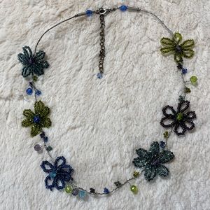 Artisan Beaded Flower Necklace